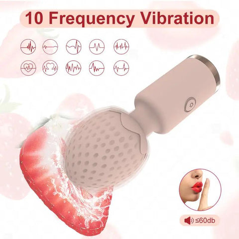 Strawberry Mini 10 Function Rechargeable Wand  Fizzglow